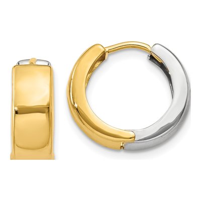 14K Two-Tone Gold 10mm Huggie Hoop Earrings