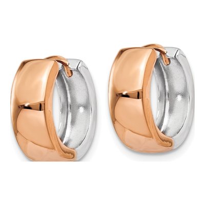 14K Two-Tone Gold 10mm Huggie Hoop Earrings – view 2