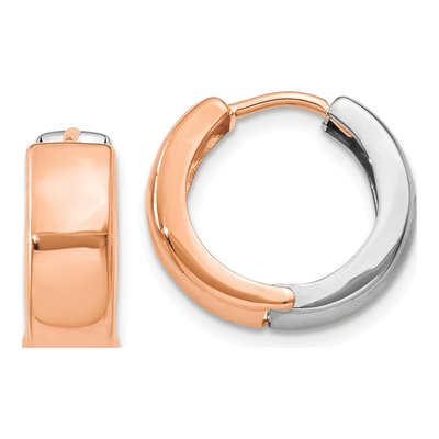 14K Two-Tone Gold 10mm Huggie Hoop Earrings