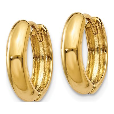 14K Yellow Gold 12mm Huggie Hoop Earrings – view 3