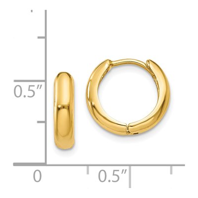 14K Yellow Gold 12mm Huggie Hoop Earrings – view 5