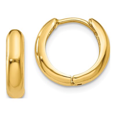 14K Yellow Gold 12mm Huggie Hoop Earrings