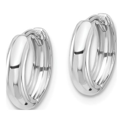 14K White Gold 12mm Huggie Hoop Earrings – view 3