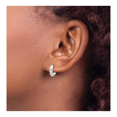 14K White Gold 12mm Huggie Hoop Earrings – view 4