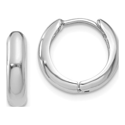14K White Gold 12mm Huggie Hoop Earrings