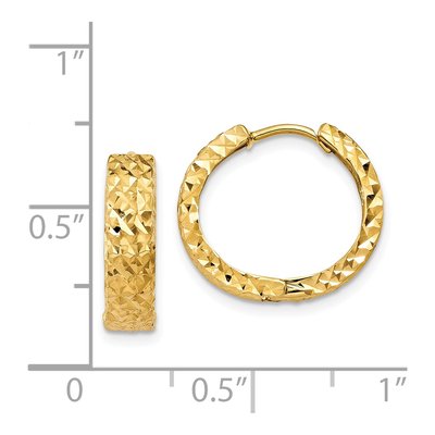 14K Yellow Gold Diamond-Cut Huggie Hoop Earrings – view 5