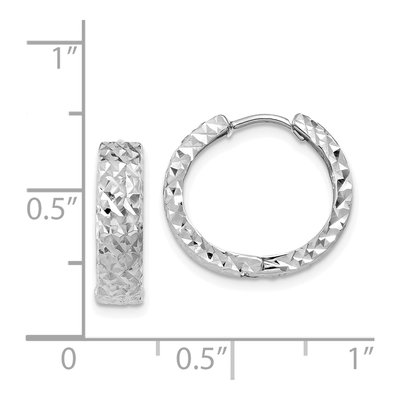 14K White Gold Diamond-Cut Huggie Hoop Earrings – view 4