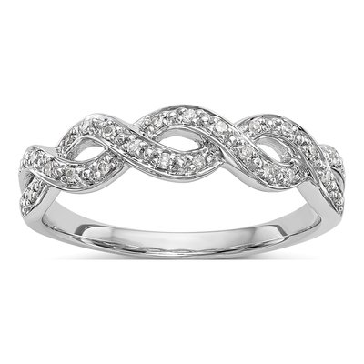 14K White Gold 1/10 ct tw Diamond Twist Wedding Band