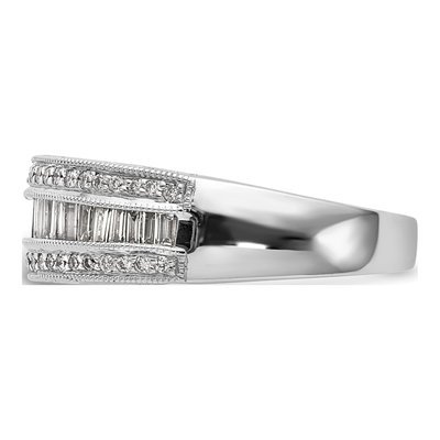 14K White Gold 3/4 ct tw Diamond Baguette Round Wedding Band – view 3
