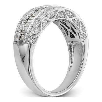 14K White Gold 3/4 ct tw Diamond Baguette Round Wedding Band – view 6