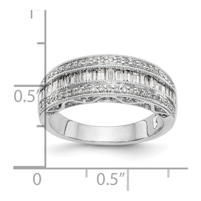 14K White Gold 3/4 ct tw Diamond Baguette Round Wedding Band – view 7