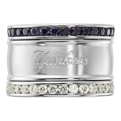 NY Yankees Stainless Steel Crystal Triple Ring Set – view 4