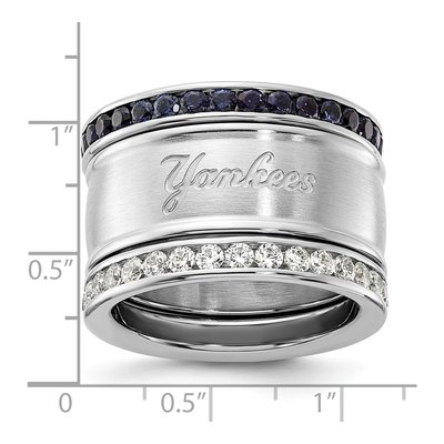 NY Yankees Stainless Steel Crystal Triple Ring Set – view 5