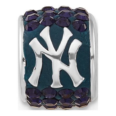 New York Yankees Sterling Silver NY Navy Crystal Bead – view 3