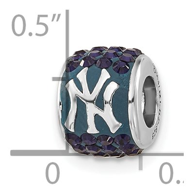 New York Yankees Sterling Silver NY Navy Crystal Bead – view 4