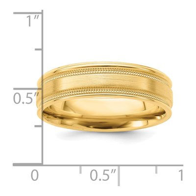 14K Yellow Gold 6mm Milgrain Comfort-Fit Wedding Band – view 3