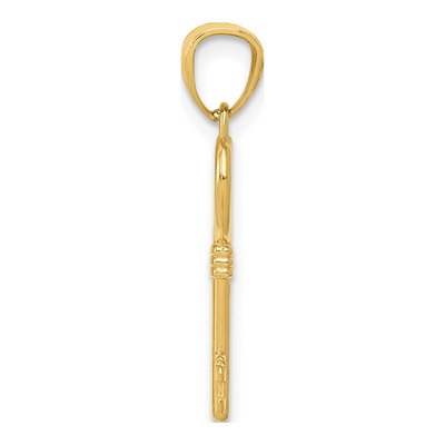 14K Yellow Gold 3D Heart Key Pendant – view 3