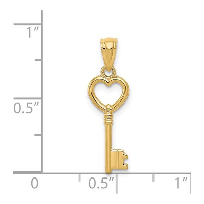 14K Yellow Gold 3D Heart Key Pendant – view 4