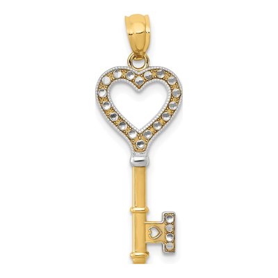 14K Yellow Gold Heart Key Charm