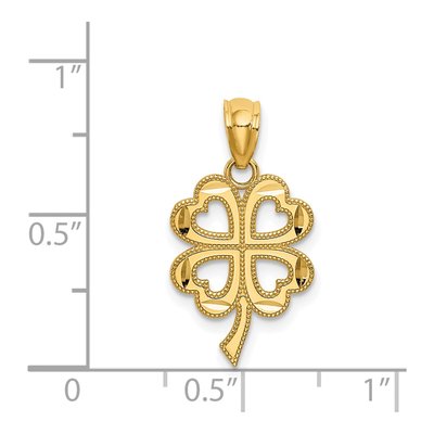 14K Yellow Gold Four Leaf Clover Pendant – view 4