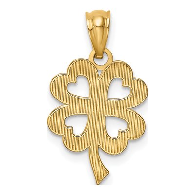 14K Yellow Gold Four Leaf Clover Pendant – view 5