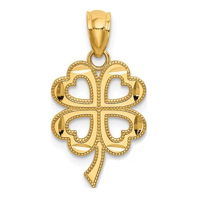 14K Yellow Gold Four Leaf Clover Pendant