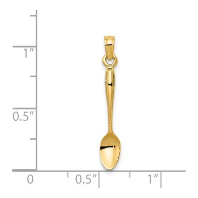14K Yellow Gold 3D Table Spoon Pendant – view 4