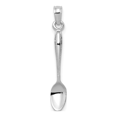 14K White Gold 3-D Spoon Pendant