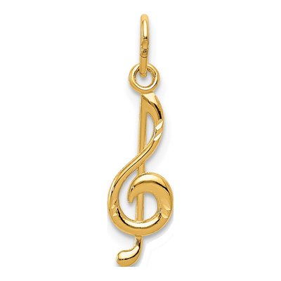 14K Yellow Gold Treble Clef Pendant