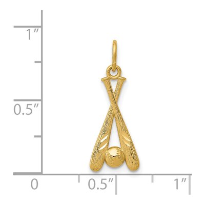 14K Yellow Gold Baseball Bats Ball Pendant – view 4
