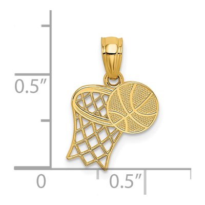 14K Yellow Gold Basketball Hoop Pendant – view 4