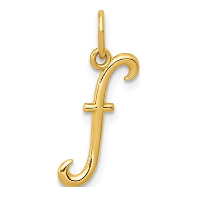 14K Yellow Gold Letter F Pendant
