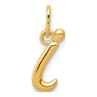 14K Yellow Gold Letter I Initial Pendant