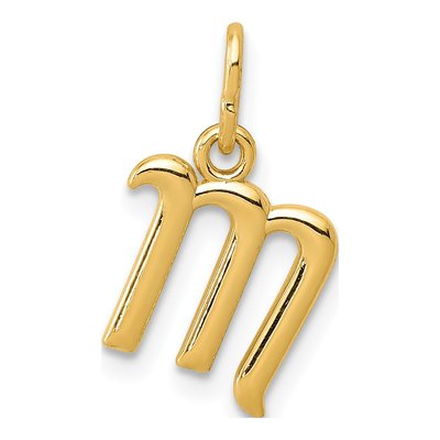 14K Yellow Gold Letter M Pendant