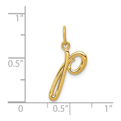 14K Yellow Gold Letter P Pendant – view 5