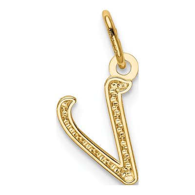 14K Yellow Gold Letter V Pendant – view 4