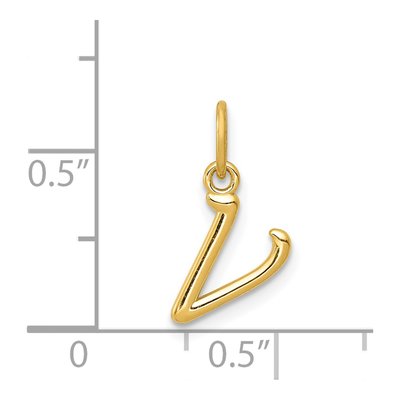 14K Yellow Gold Letter V Pendant – view 5
