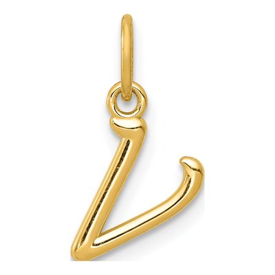 14K Yellow Gold Letter V Pendant
