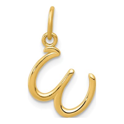 14K Yellow Gold Letter W Pendant