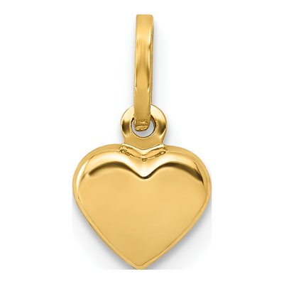 14K Yellow Gold Puffed Heart Charm