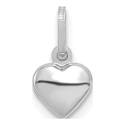 14K White Gold Puffed Heart Charm – view 5