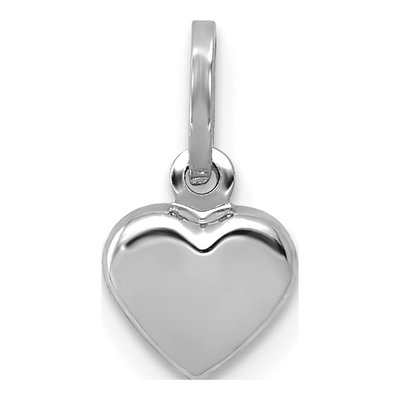 14K White Gold Puffed Heart Charm