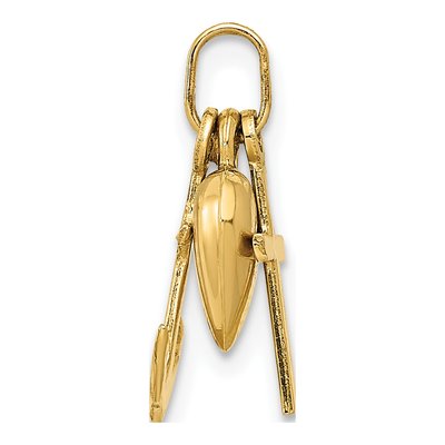 14K Yellow Gold Moveable Heart Cross Anchor Pendant – view 3