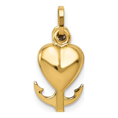 14K Yellow Gold Moveable Heart Cross Anchor Pendant – view 5