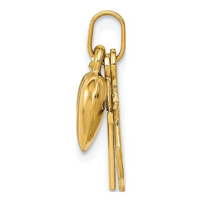14K Yellow Gold Moveable Heart Cross Anchor Pendant – view 6