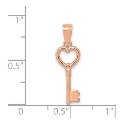 14K Rose Gold 3D Heart Key Pendant – view 4