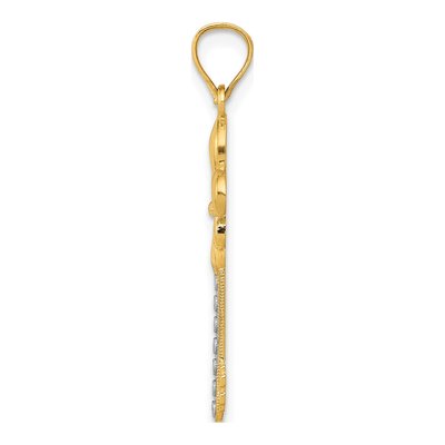 14K Yellow & Rhodium W/ White Polished Fleur De Lis Key Charm – view 3