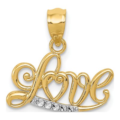 14K Yellow Gold LOVE Script Pendant