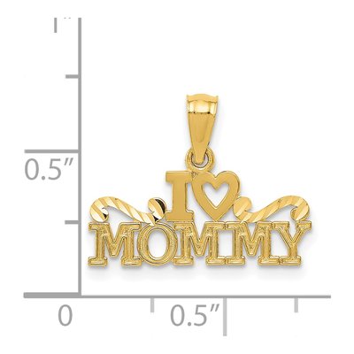 14K Yellow Gold I Heart Mommy Pendant – view 4
