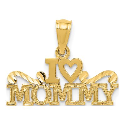 14K Yellow Gold I Heart Mommy Pendant